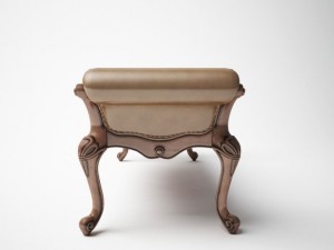 classic leather bed end stool 3D 模型