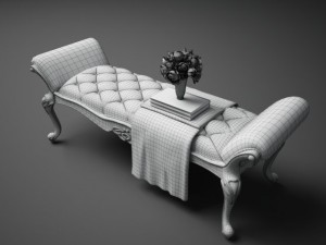 classic leather bed end stool 3D 模型