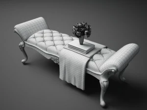 classic leather bed end stool 3D Model