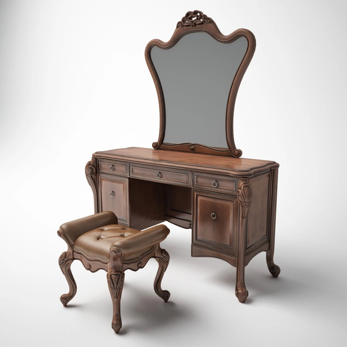 classic dresser 3D Model .c4d .max .obj .3ds .fbx .stl .blend 