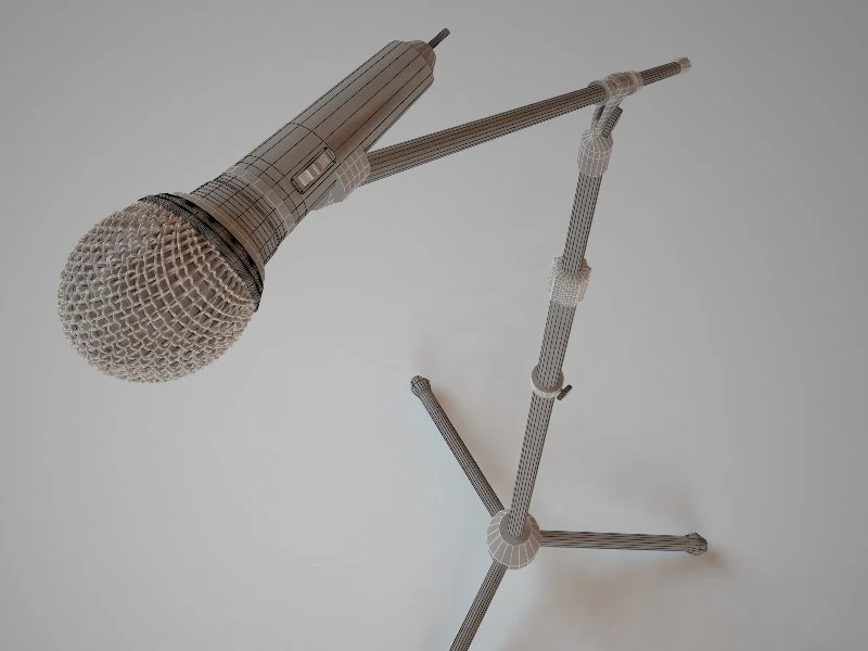 microfone no suporte Modelo 3D .c4d .max .obj .3ds .fbx .stl .blend 