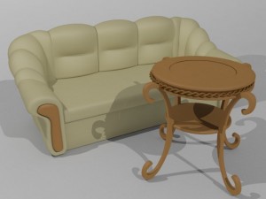 sofa and table 3D-Modell