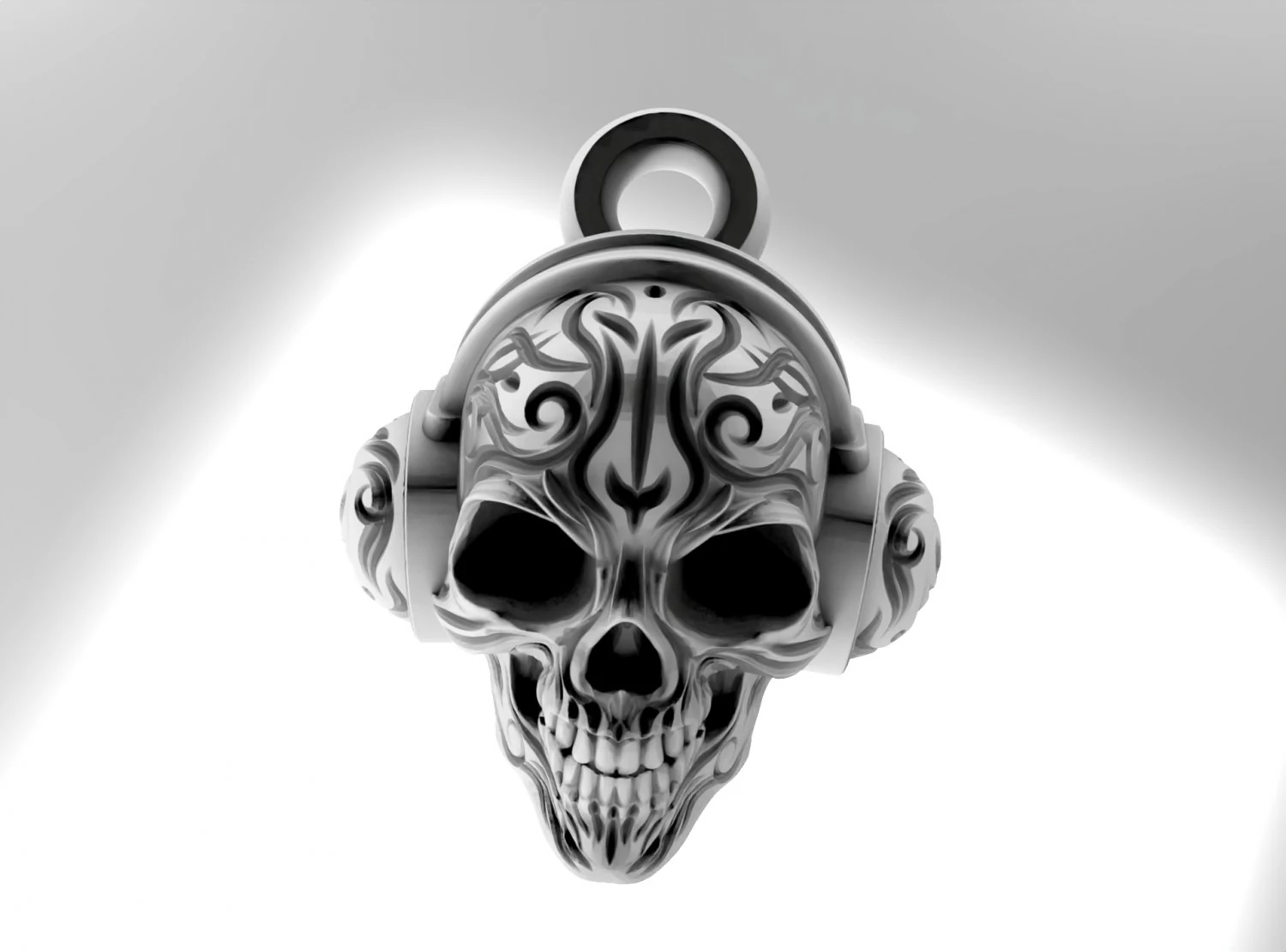 skull pattern pendant 3D Model .c4d .max .obj .3ds .fbx .stl .blend 