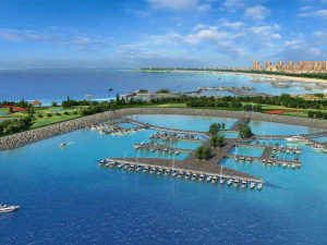 beach scenery and residential buildings 02 3D Model