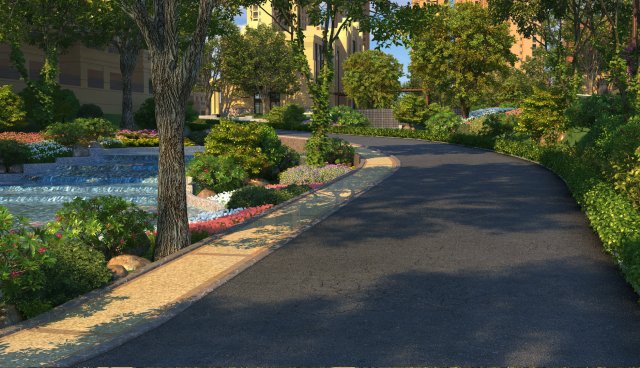 residential area road 14 3D Модель .c4d .max .obj .3ds .fbx .stl .blend 