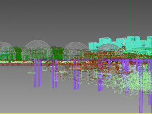 residential community and lake scenery 3D-Modell
