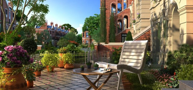 residential community garden scenery 02 3D 모델 .c4d .max .obj .3ds .fbx .stl .blend 