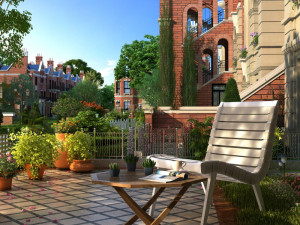 residential community garden scenery 02 3D Model