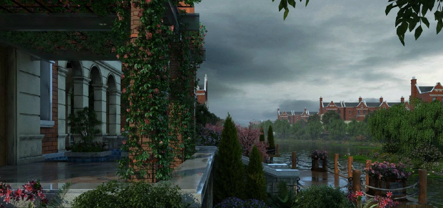 residential community garden scenery 04 3D Model .c4d .max .obj .3ds .fbx .stl .blend 