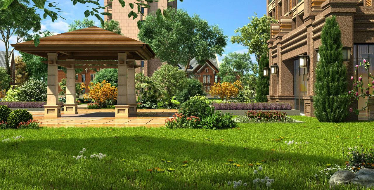 residential community garden scenery 07 3D Model .c4d .max .obj .3ds .fbx .stl .blend