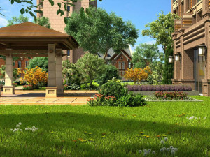 residential community garden scenery 07 3D Model