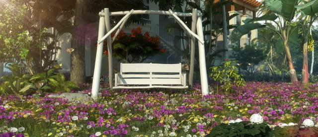 residential community garden scenery 08 3D Модель .c4d .max .obj .3ds .fbx .stl .blend 