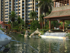 residential community garden scenery 11 3D Model