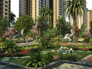 residential community garden scenery 12 Model 3D