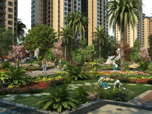 paisaje de jard&iacute;n comunitario residencial 12 Modelo 3D