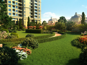 residential community landscape 01 3D Model