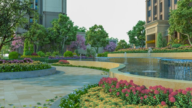 residential community landscape 103 3D-Modell .c4d .max .obj .3ds .fbx .stl .blend 