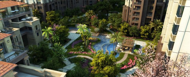 residential community landscape 25 3D Model .c4d .max .obj .3ds .fbx .stl .blend 