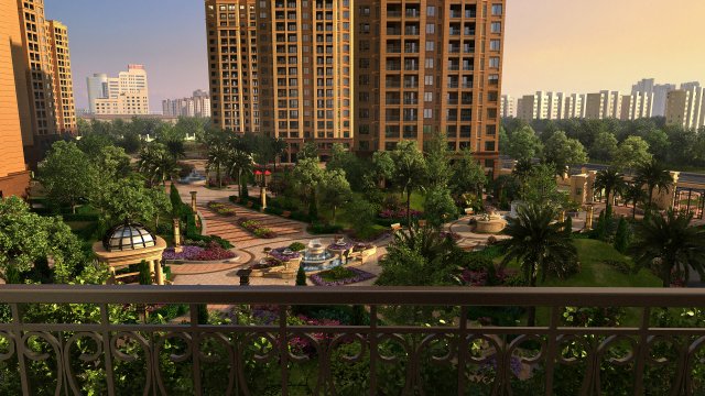 residential community landscape 38 3D Model .c4d .max .obj .3ds .fbx .stl .blend