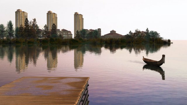 residential community landscape 45 3D Модель .c4d .max .obj .3ds .fbx .stl .blend 