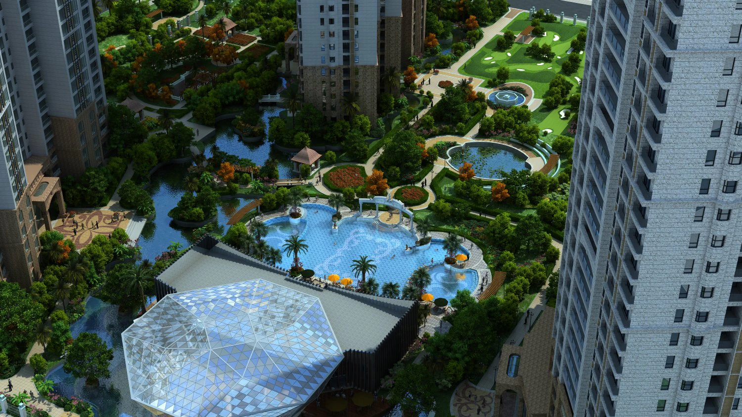 residential community landscape 56 3D Model .c4d .max .obj .3ds .fbx .stl .blend 