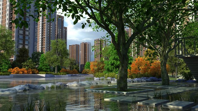 residential community landscape 73 3D Model .c4d .max .obj .3ds .fbx .stl .blend 