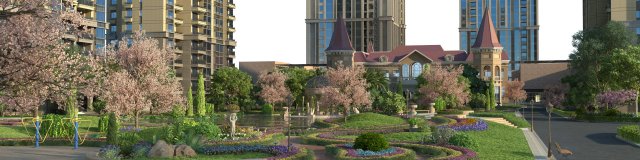 residential community landscape 95 3D Model .c4d .max .obj .3ds .fbx .stl .blend 