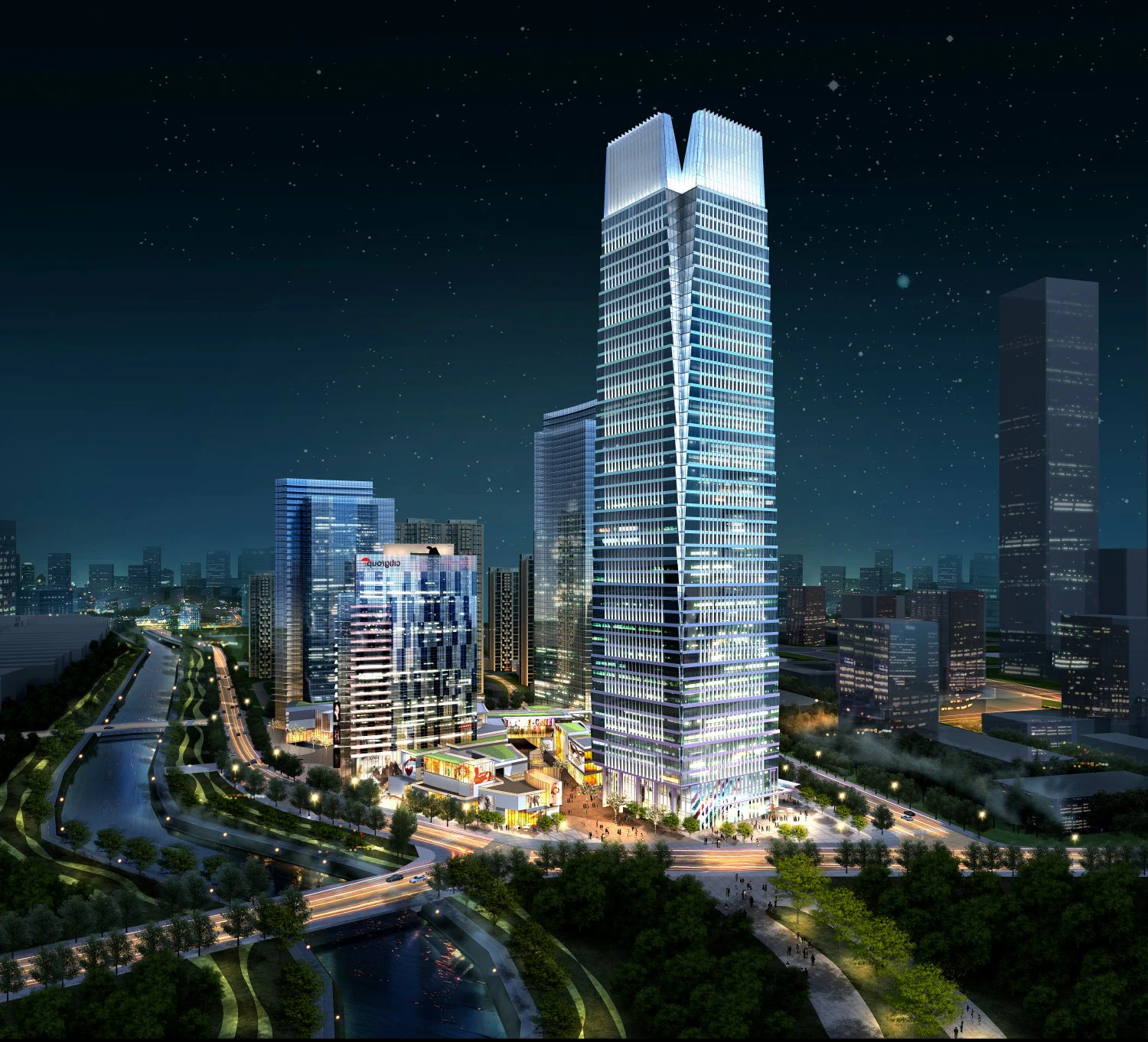 skyscraper business center 014 3D Model .c4d .max .obj .3ds .fbx .stl .blend 