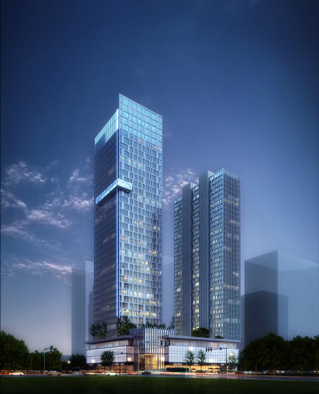 skyscraper office building 022 3D Model .c4d .max .obj .3ds .fbx .stl .blend 