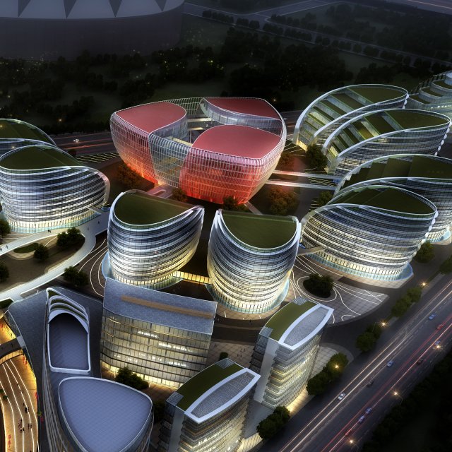 international convention and exhibition center 6 3 3D Model .c4d .max .obj .3ds .fbx .stl .blend 