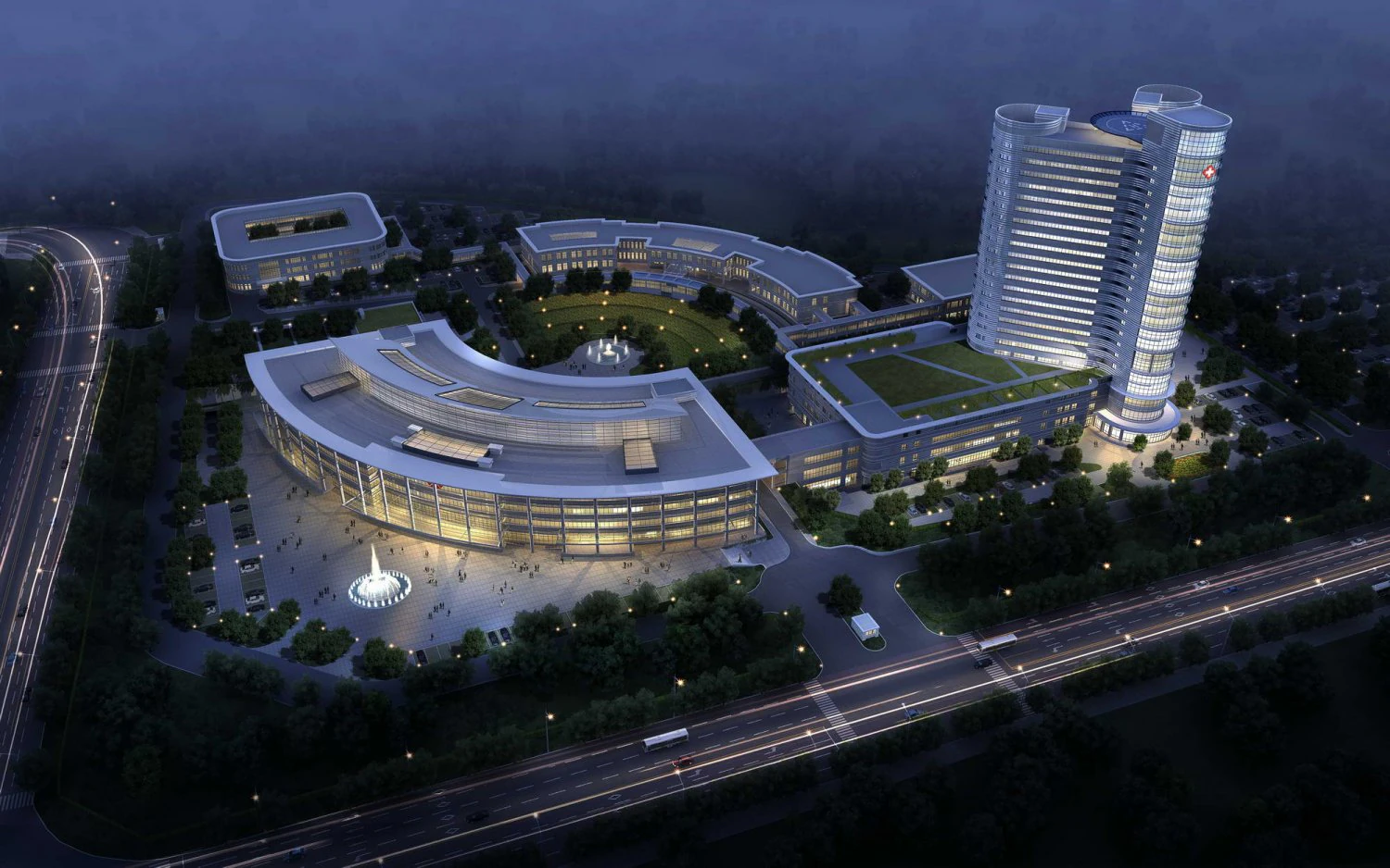 hospital building 001 3D Model .c4d .max .obj .3ds .fbx .stl .blend 