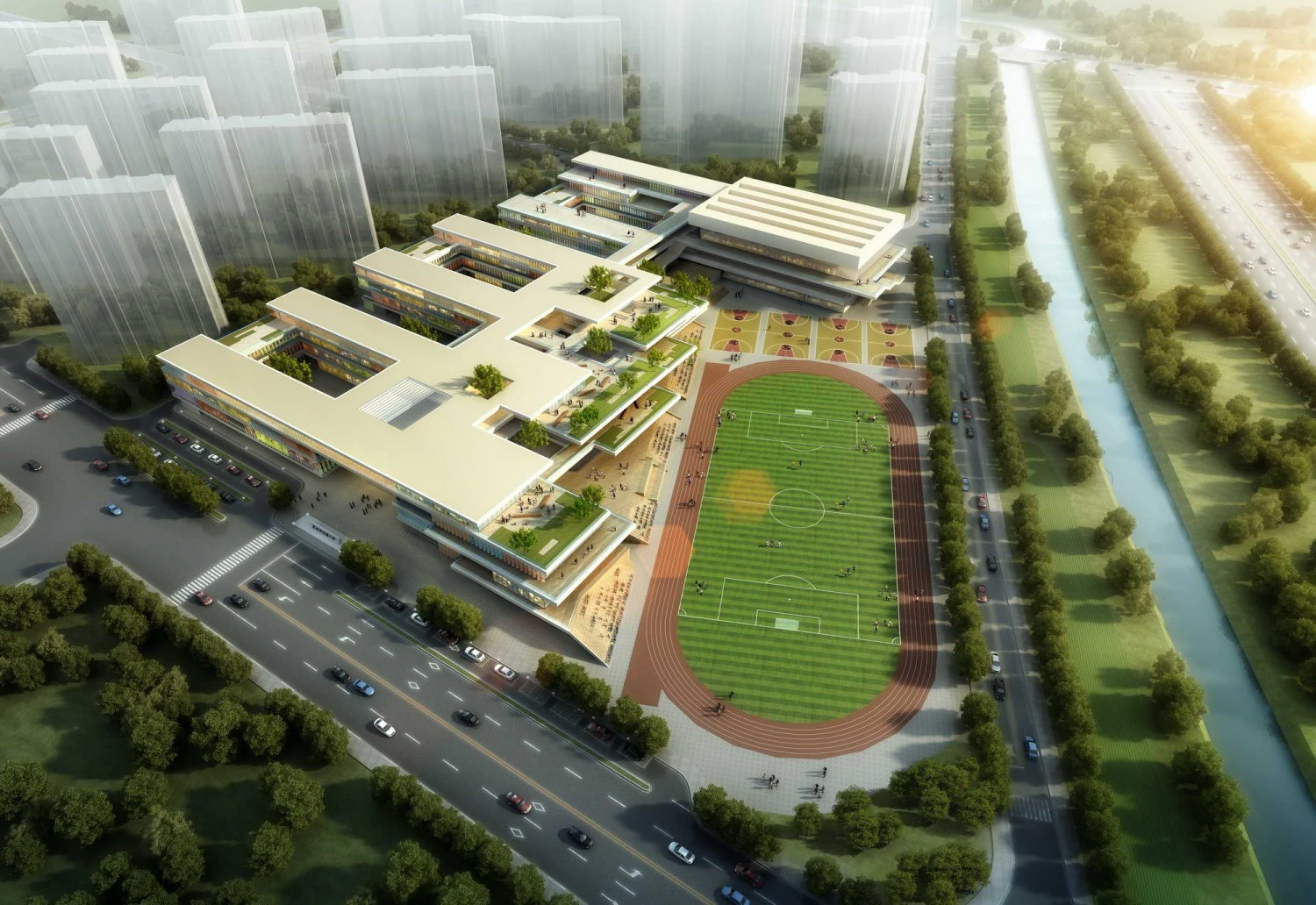 school buildings 001 3D Model .c4d .max .obj .3ds .fbx .stl .blend 