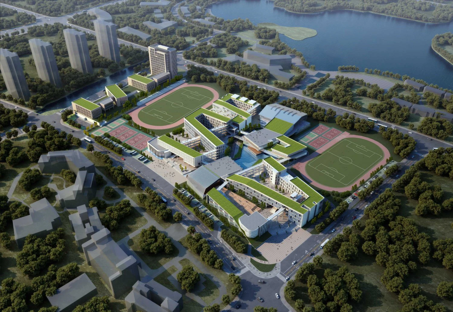 school buildings 002 3D Model .c4d .max .obj .3ds .fbx .stl .blend 