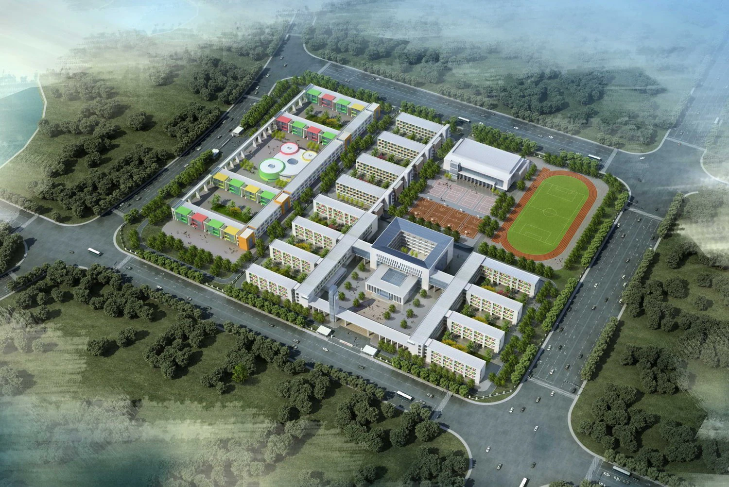 school buildings 011 3D Model .c4d .max .obj .3ds .fbx .stl .blend 