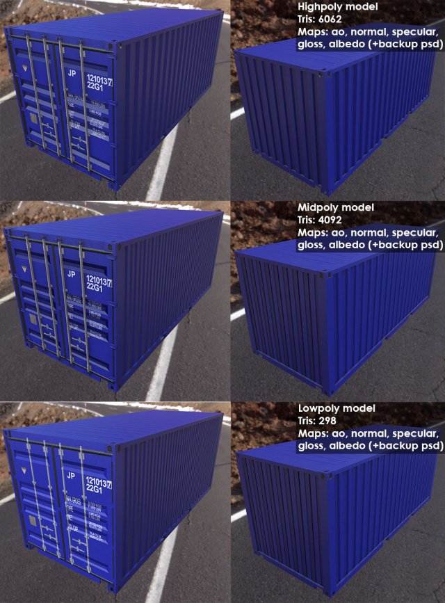 20ft container 3Dモデル .c4d .max .obj .3ds .fbx .stl .blend 