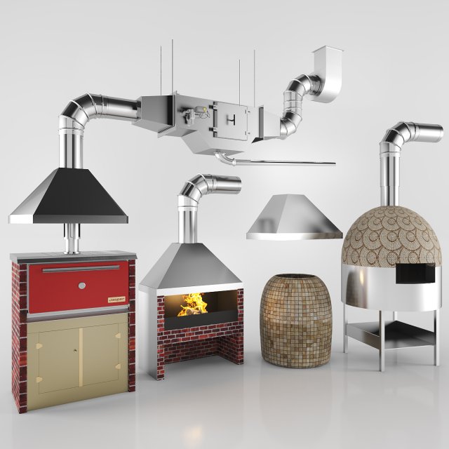 set of ovens for restaurant Modelo 3D .c4d .max .obj .3ds .fbx .stl .blend