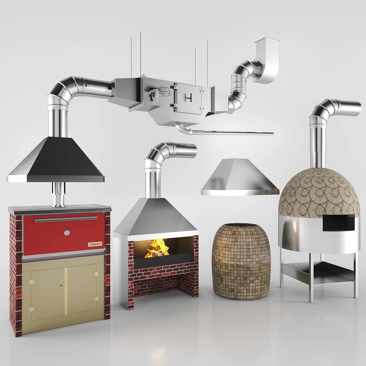 set of ovens for restaurant 3D Model .c4d .max .obj .3ds .fbx .stl .blend 