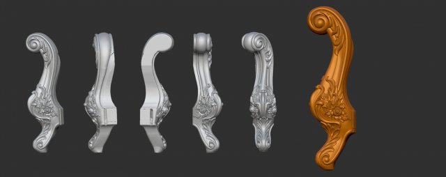 carved cabriole furniture leg set 9 3D Print Model .c4d .max .obj .3ds .fbx .stl .blend 
