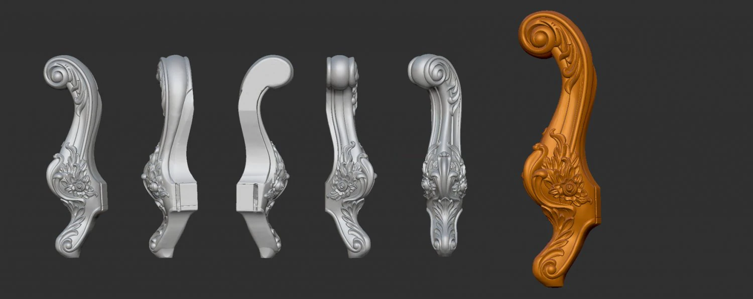 carved cabriole furniture leg set 9 3D Print Model .c4d .max .obj .3ds .fbx .stl .blend 