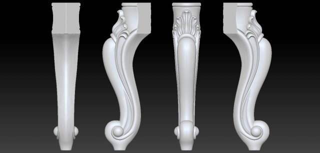 carved cabriole furniture leg set - 001 3D 打印模型 .c4d .max .obj .3ds .fbx .stl .blend 