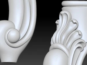 彫刻が施されたカブリオール家具脚セット - 001 3Dプリントモデル
