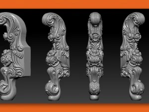 carved cabriole furniture leg set - 004 3D Print Model