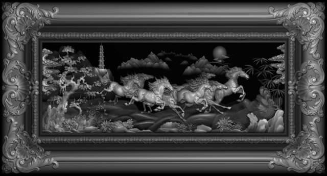 horse relief for cnc 3D Druckmodell .c4d .max .obj .3ds .fbx .stl .blend