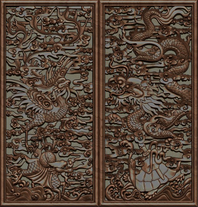 phoenix and dragon woodcarving 3D Print Model .c4d .max .obj .3ds .fbx .stl .blend 
