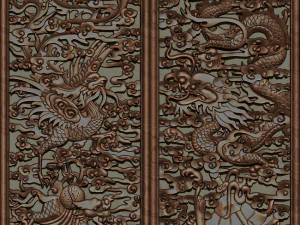 ukiran kayu phoenix dan naga Model Cetak 3D