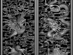 phoenix and dragon woodcarving 3D Print Model