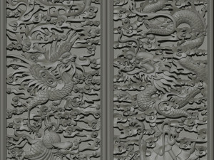 phoenix and dragon woodcarving 3D Print Model