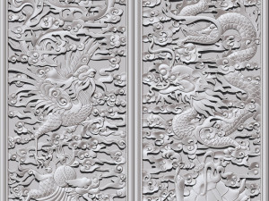 phoenix and dragon woodcarving 3D Print Model