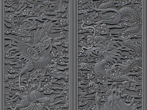 phoenix and dragon woodcarving 3D Print Model