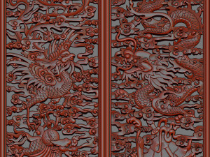 phoenix and dragon woodcarving 3D Print Model